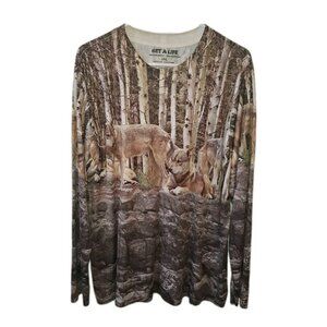 Mens 2X Nature Shirt Tiger Art To Wear White Brown Camouflage